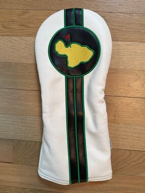 Maui Country Club White Leather Golf Headcover with Green & Black Stripe